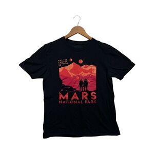 Mars National Park Hike Crimson Canyons Astronaut T Shirt Funny Outer Space sz M